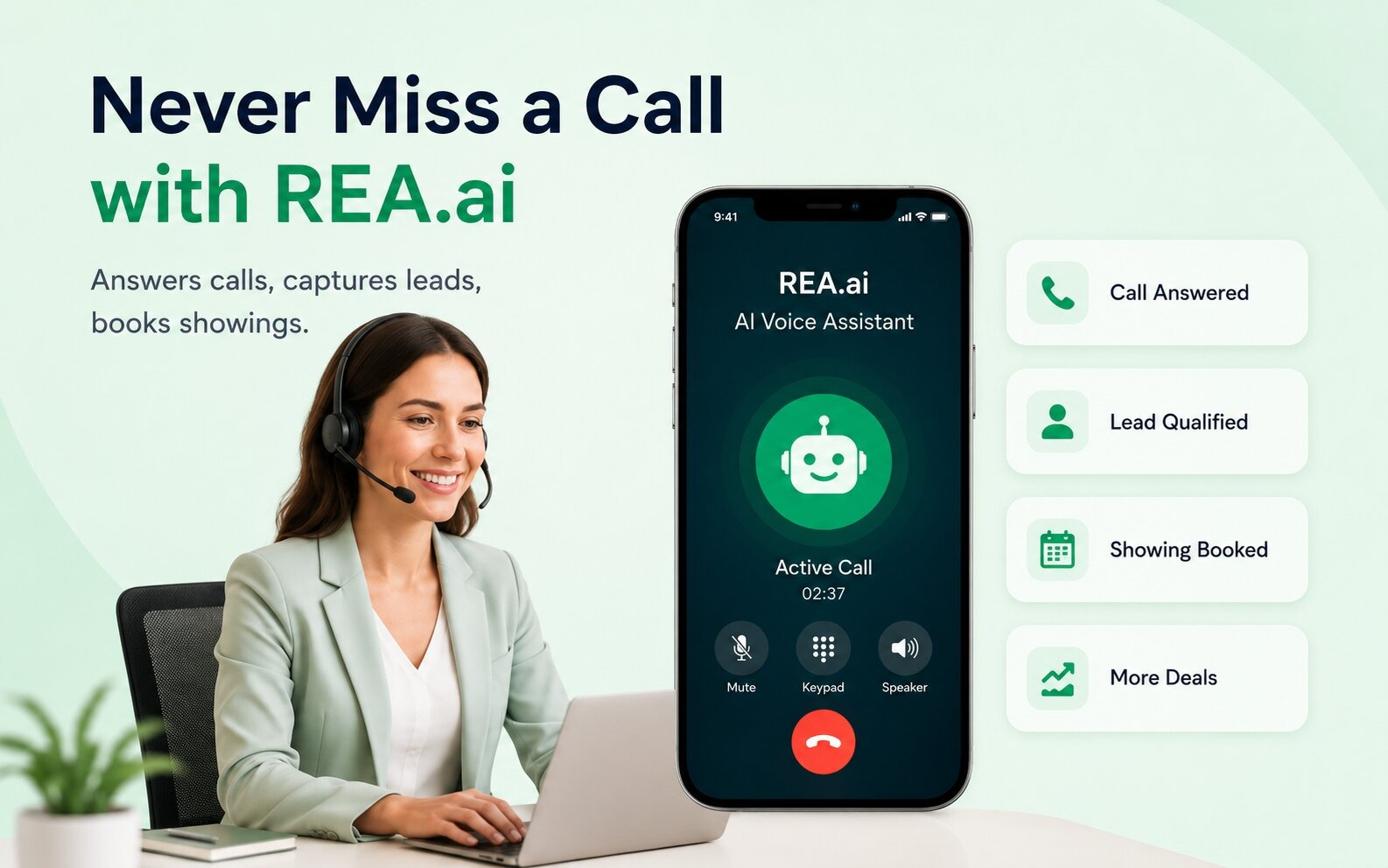 Agent smiling while reviewing a captured lead on their phone