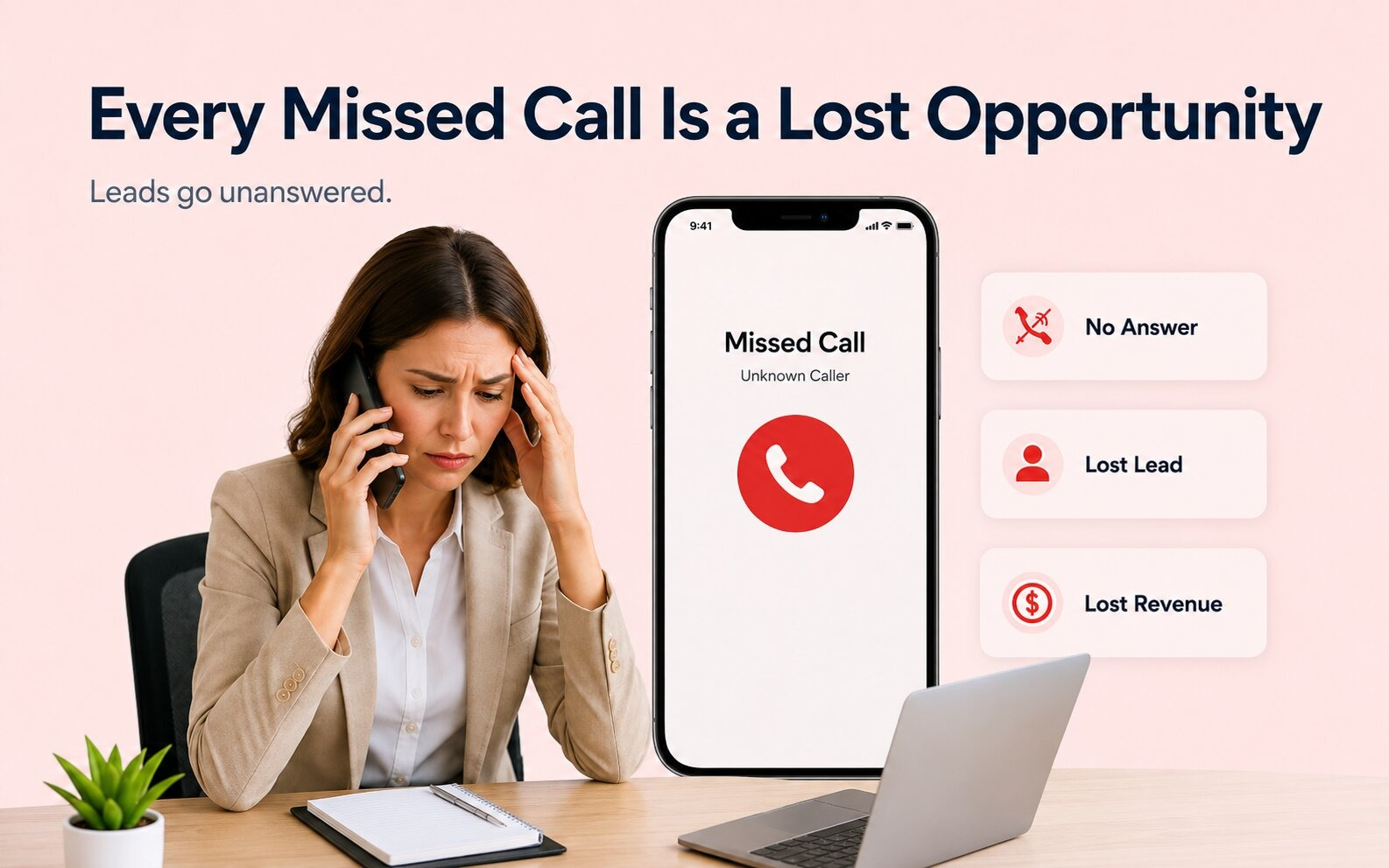 Agent looking frustrated after missing a property call